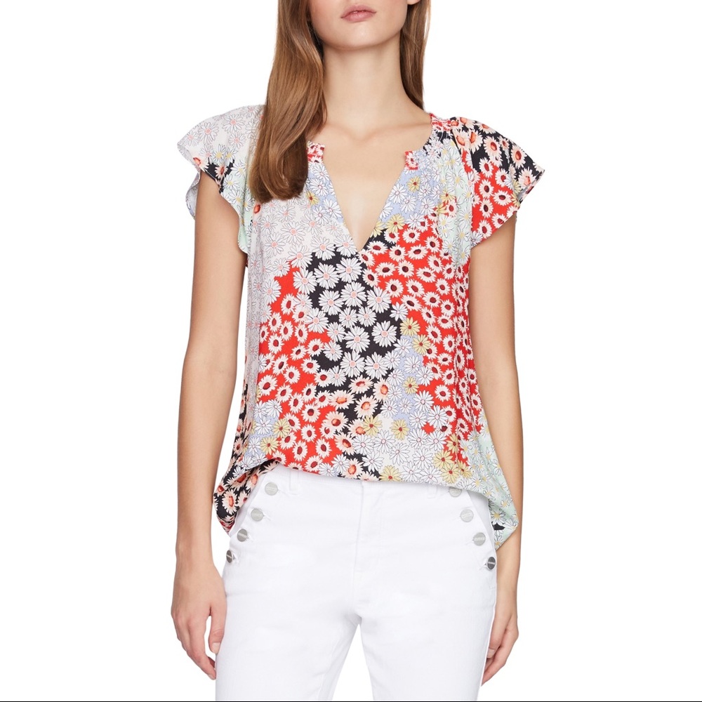 NEW Sanctuary Garden Floral V-Neck Cap Sleeve Top Coquette Preppy Lightweight